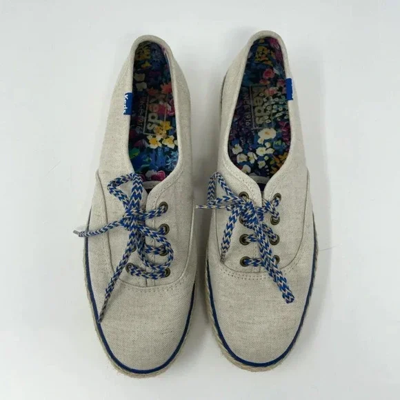 Keds Triple Liberty Espadrille Platform  Shoes Sneakers Cream Canvas Sz 6.5 - Picture 4 of 9